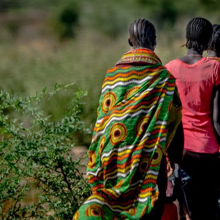 Women of Kenya wearing traditional native dress.