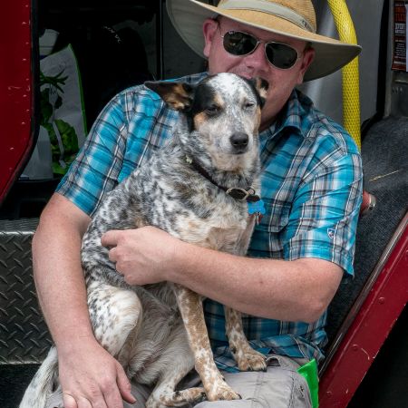 A man and his dog in Baltimore, Maryland.