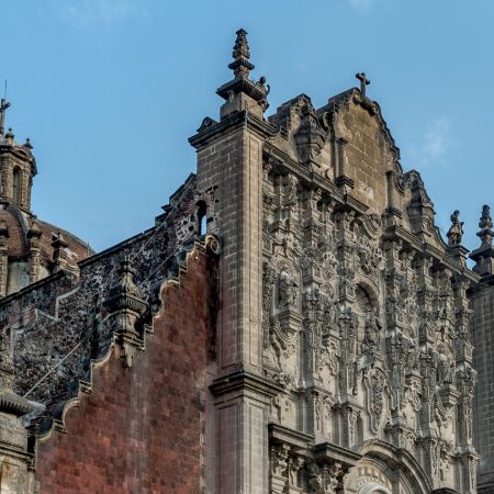 Facade of Mexico City's Metropolitan Cathedral.