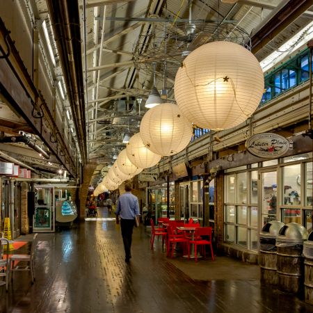 Chelsea Market corridor in New York, New York.