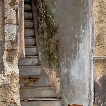 Sleeping dog in Havana Cuba doorway.