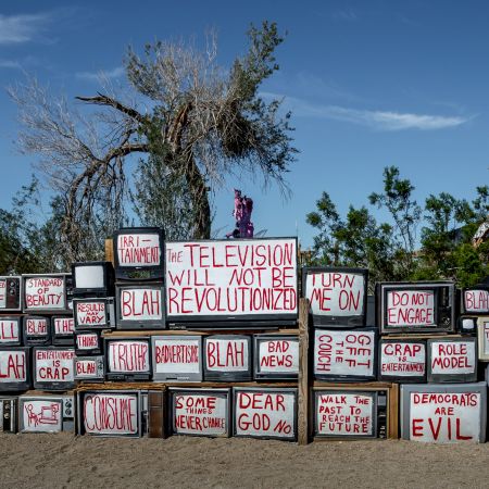 Art installation at East Jesus off-the-grid artist community, in Salton Sea area of Niland, California.