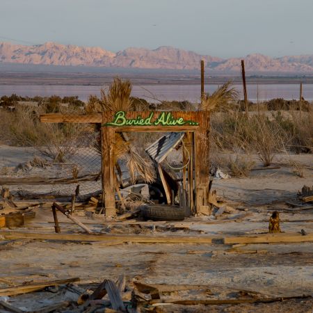 Abandoned beach bar on Bombay Beach in Salton Sea, California.