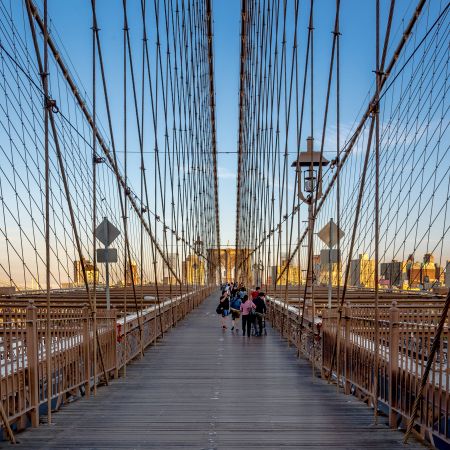 Brooklyn Bridge, New York pedestrian walkway.