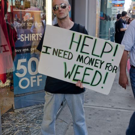 Times Square, New York street peddler.