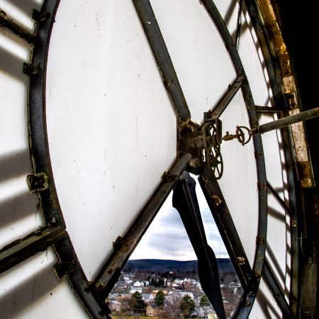 Abandoned clock tower at abandoned Scranton Lace factory in Pennsylvania