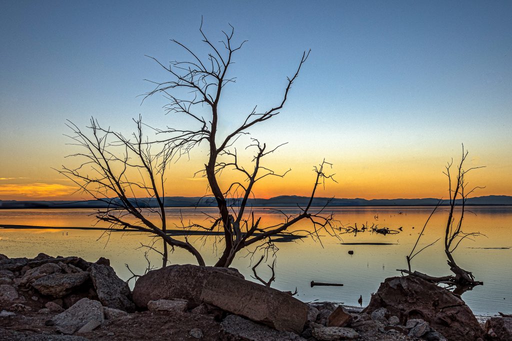 Blue Hour landscape at Salton Sea shore