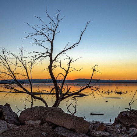 Blue Hour landscape at Salton Sea shore