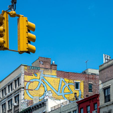 Tribecca New York City faded ghost sign of bicycle