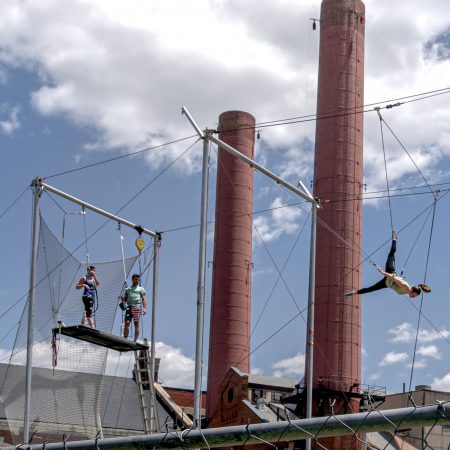 Trapeze School of District of Columbia practice session in Navy Yards.