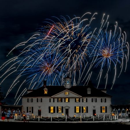 George Washington's Mount Vernon home with fireworks during July 4 celebration.